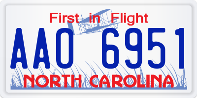 NC license plate AAO6951