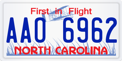 NC license plate AAO6962