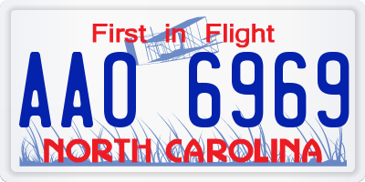 NC license plate AAO6969
