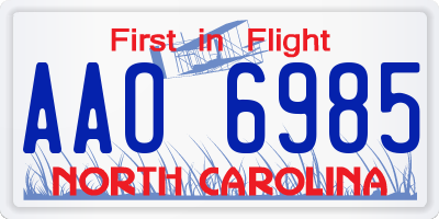 NC license plate AAO6985