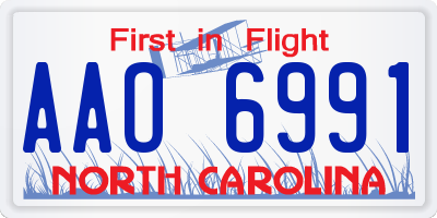 NC license plate AAO6991