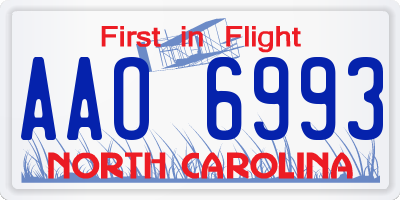 NC license plate AAO6993