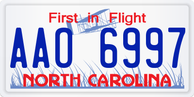 NC license plate AAO6997