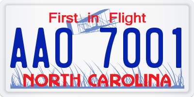 NC license plate AAO7001
