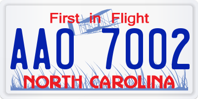 NC license plate AAO7002