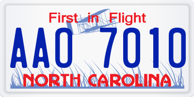 NC license plate AAO7010