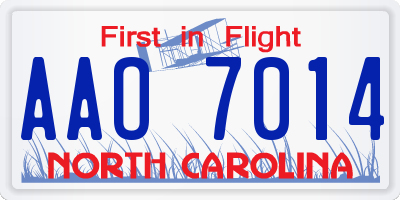 NC license plate AAO7014