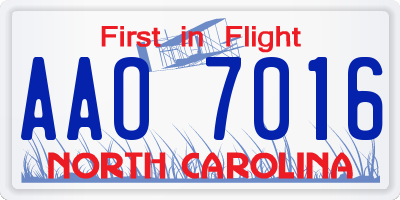 NC license plate AAO7016