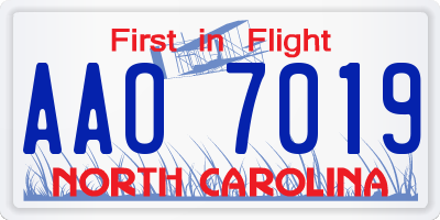 NC license plate AAO7019