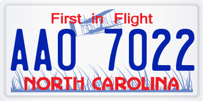 NC license plate AAO7022