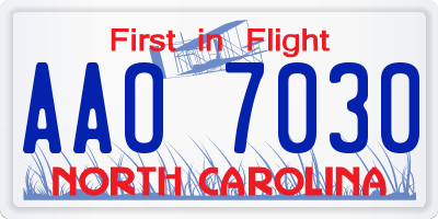 NC license plate AAO7030