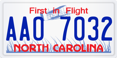 NC license plate AAO7032