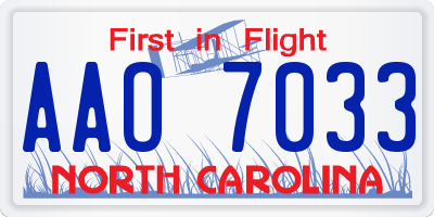 NC license plate AAO7033