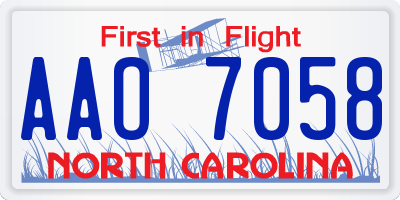 NC license plate AAO7058