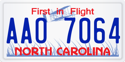 NC license plate AAO7064