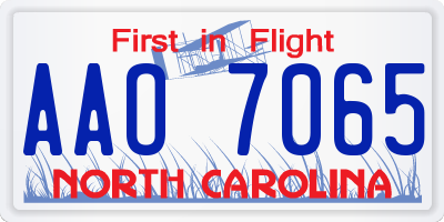NC license plate AAO7065