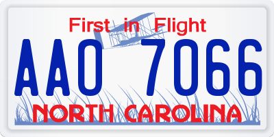 NC license plate AAO7066