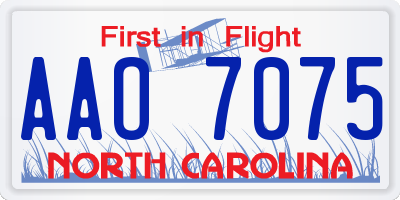 NC license plate AAO7075