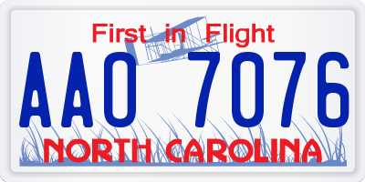 NC license plate AAO7076