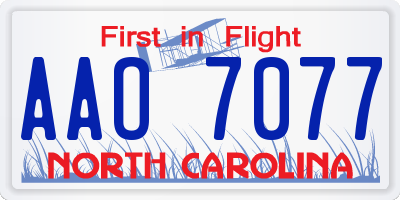 NC license plate AAO7077