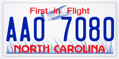 NC license plate AAO7080