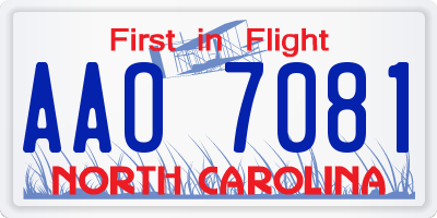 NC license plate AAO7081