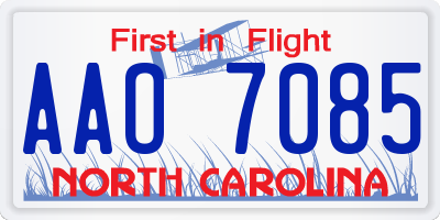NC license plate AAO7085