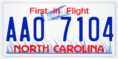 NC license plate AAO7104