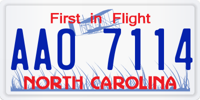NC license plate AAO7114