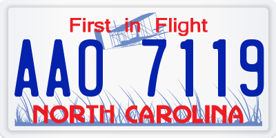 NC license plate AAO7119