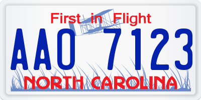 NC license plate AAO7123