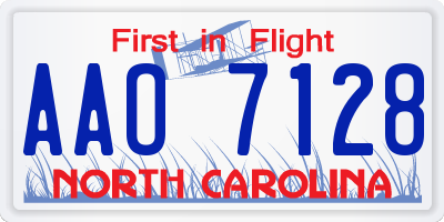 NC license plate AAO7128