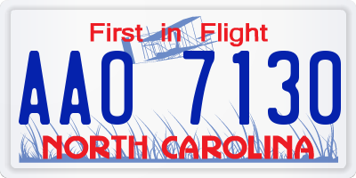 NC license plate AAO7130