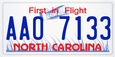 NC license plate AAO7133