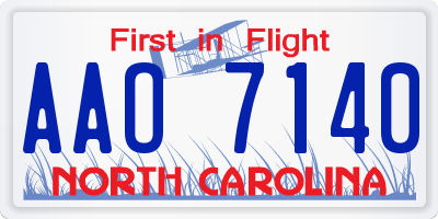 NC license plate AAO7140