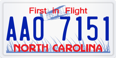 NC license plate AAO7151