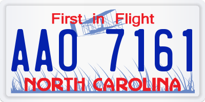 NC license plate AAO7161