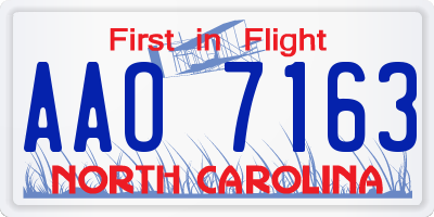 NC license plate AAO7163