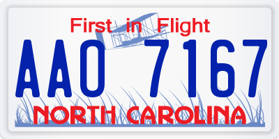 NC license plate AAO7167