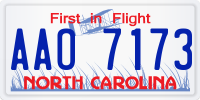 NC license plate AAO7173