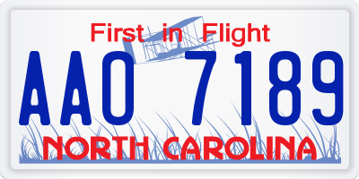 NC license plate AAO7189