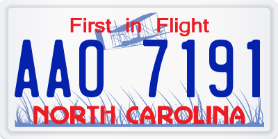 NC license plate AAO7191