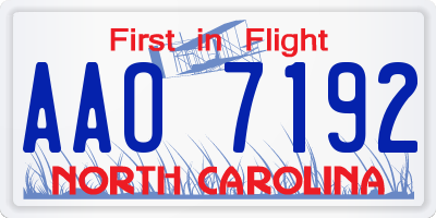 NC license plate AAO7192