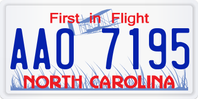 NC license plate AAO7195
