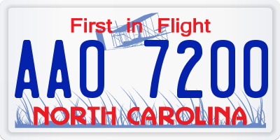 NC license plate AAO7200
