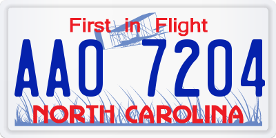 NC license plate AAO7204