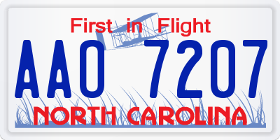 NC license plate AAO7207