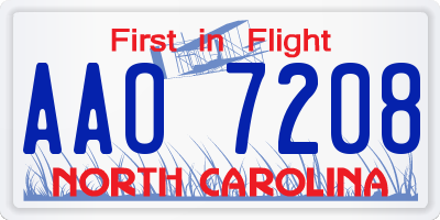 NC license plate AAO7208