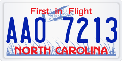 NC license plate AAO7213