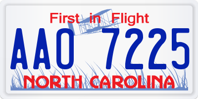 NC license plate AAO7225